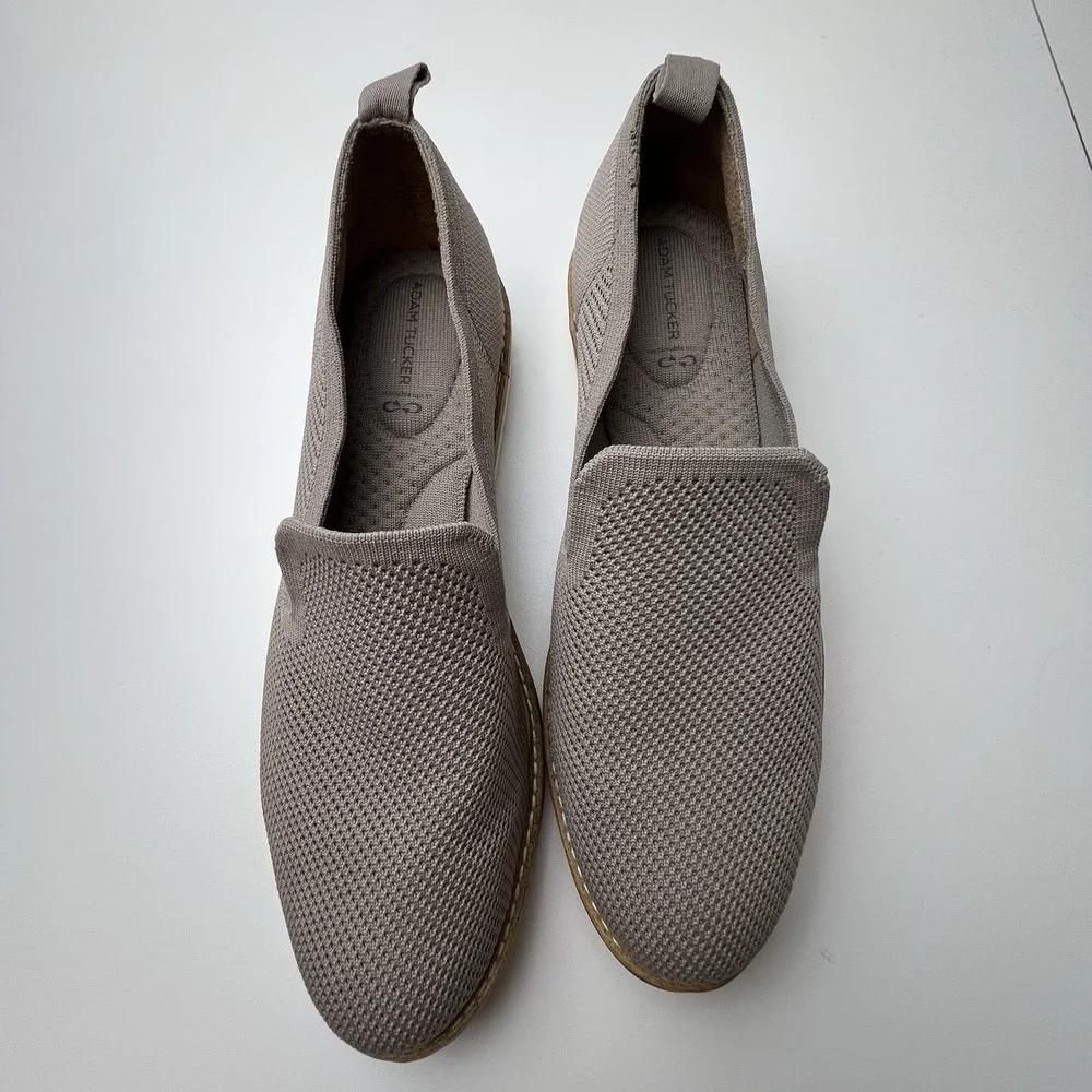 Adam Tucker Honor Mesh  Knit Slip On Flat  Shoes Women's 8.5 M  Taupe Textile
